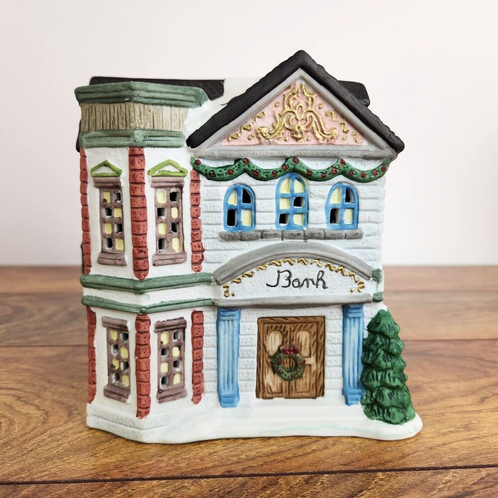 1996 Dickens Collectibles BANK Towne Series LIGHT WORKS Christmas Village 6'cord